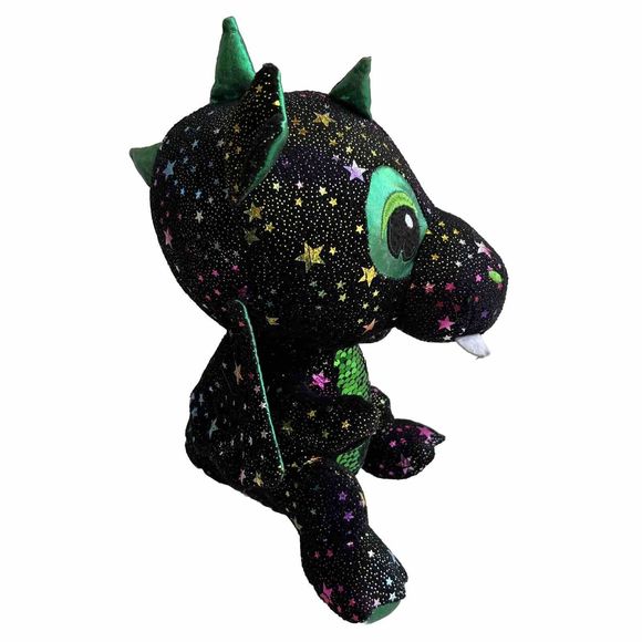 Caravan Softoys Green Drogo Dragon II Plush Colorful Stars Reversible Sequin 10" - Picture 4 of 13